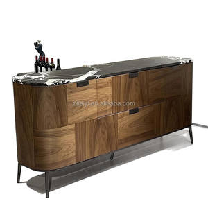 Aparador con Acabado en Nogal AIYI, Mueble Buffet Moderno <span class=keywords><strong>de</strong></span> Lujo, Aparador Amplio, Mueble Bar <span class=keywords><strong>de</strong></span> Madera Maciza con Mármol - Product Image 6
