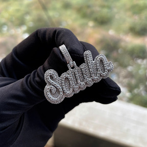 Custom 2 Inch <b>Name</b> Pendant Iced Out Moissanite Diamonds 925 Sterling Silver Hip Hop Style Luxury Jewelry <b>Chain</b> Pendant Statement - Product Image 5
