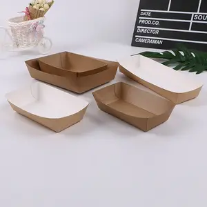 Wholesale snack bar coated paper boat lunch box KFC disposable kraft paper fast food box