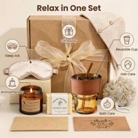 Coffret Cadeau Lunaire Premium Soins Personnels 6-en-1 Kit de Relaxation avec Bougie d'Aromathérapie en Verre pour Femme Logo Personnalisé Cadeau de Mariage