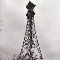 Torre de Comunicación Galvanizada por Inmersión en Caliente, Torre de Vigilancia con Soportes para Antena y Cabina de Observación