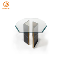 Bricolage à faire soi-même, table de luxe moderne, 6 sièges, en verre trempé hexagonal, pour banquet, ensemble de tables pour mariage