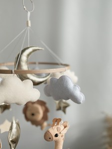 Neutro genere boho custom nursery decor hanging wool felt <span class=keywords><strong>safari</strong></span> animals handmade baby culla cellulari - Product Image 3