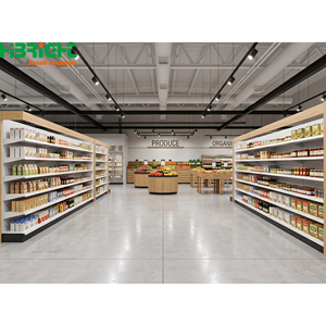 Estanterías de madera para supermercados, exhibidores tipo isla para frutas y verduras frescas, estanterías para tiendas de comestibles - Product Image 3