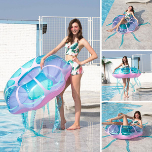 Nouvelle bouée de natation <span class=keywords><strong>adulte</strong></span> 2026, modèle LS016, en PVC épaissi, non gonflable, avec poignée à paillettes et motif méduse - Product Image 2