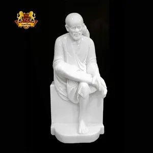 Estatua de Dios indio, escultura de piedra Natural, señor indio, mármol blanco sentado, fabricante Sai Baba, venta de fábrica
