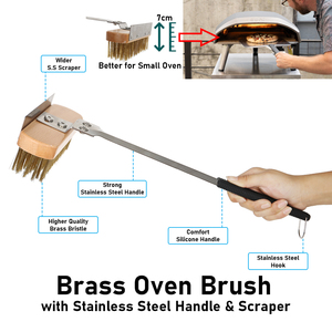 Spazzola per <span class=keywords><strong>Forno</strong></span> in Acciaio Inox 304 con Raschietto per Pietra Refrattaria, 16 Pollici, Manico in Silicone, <span class=keywords><strong>Accessori</strong></span> per <span class=keywords><strong>Forno</strong></span> - Product Image 2