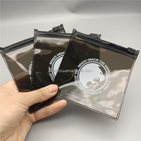 Sac à fermeture éclair en PVC noir imprimé, mini pochette givrée pour bijoux, petit sac en plastique à fermeture éclair, sac d'emballage en PVC à fermeture éclair pour bijoux