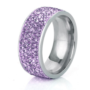 <b>Crystal</b> <b>Ring</b> 8MM Pink Full Rhinestone Micro Insert Unisex Everyday Wear - Product Image 4