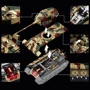 Vente en gros de modèles de chars lourds allemands King Tiger II de la Seconde Guerre mondiale à l'échelle 1/28, kits de véhicules militaires pour adultes, ensembles de blocs de construction de collection - Product Image 3
