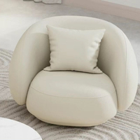 Nordischer Minimalistischer Ecksofa-Set mit Lammwollbezug in Cremefarben, Halbrunde Form, Kompaktes Design für Kleine Räume