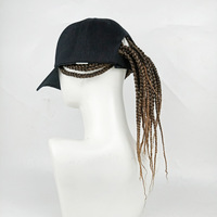 Casquette de baseball intégrée avec tresses longues prêtes à porter, chapeau avec mèches de cheveux tressées
