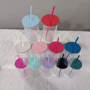Gobelet isotherme double paroi en plastique PS de qualité alimentaire, imprimé sérigraphié, écologique, pour usage extérieur, 450 ml, avec couvercle et paille - Product Image 6