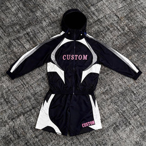 Felpa da Jogging con Logo personalizzato a prova di vento con Zip in Nylon <span class=keywords><strong>oversize</strong></span> giacca a vento da <span class=keywords><strong>uomo</strong></span> Set due pezzi - Product Image 2