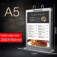 Support de menu en acrylique de table, format A5 A6, design à rabat