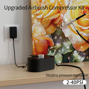 Kit de pistolet aérographe avec compresseur d'air, pistolet de peinture à double action compact à brancher, inclut des buses de 0,2/0,3/0,5 mm pour le nail art et le mobilier - Product Image 2