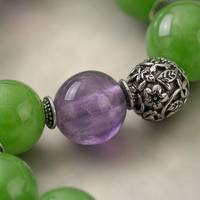 Gelang Meditasi Yoga Motif Bunga Hijau Diameter 16mm Bulat Berbahan Kaca Liuli Buatan Tangan Grosir untuk Hadiah Wanita