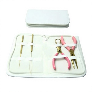 Kit d'outils professionnels pour extensions de cheveux, pinces, aiguilles, crochets, connecteurs métalliques, outils d'application, kit de salon avec étui - Product Image 2
