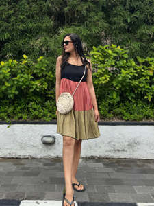 Vestido Mini de Algodón Sólido para Mujer, Estilo A-Line, para Playa, Festivo, Casual, Moderno, Elegante, Vestido Corto de Una Pieza, Estilo Occidental - Product Image 1
