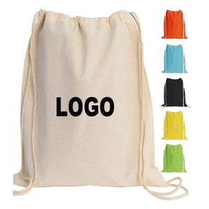 Low Moq Customized Design Top Sell Gift Large Cotton Cloth <b>Drawstring</b> <b>Backpack</b> Cotton Canvas Bag With Logo - Product Image 2
