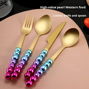 Set di Posate in Metallo Stile Occidentale per Commercio Estero, 24 Pezzi, Coltello e Forchetta per Bistecca Nordici con Supporto, Vendita all'Ingrosso - Product Image 2