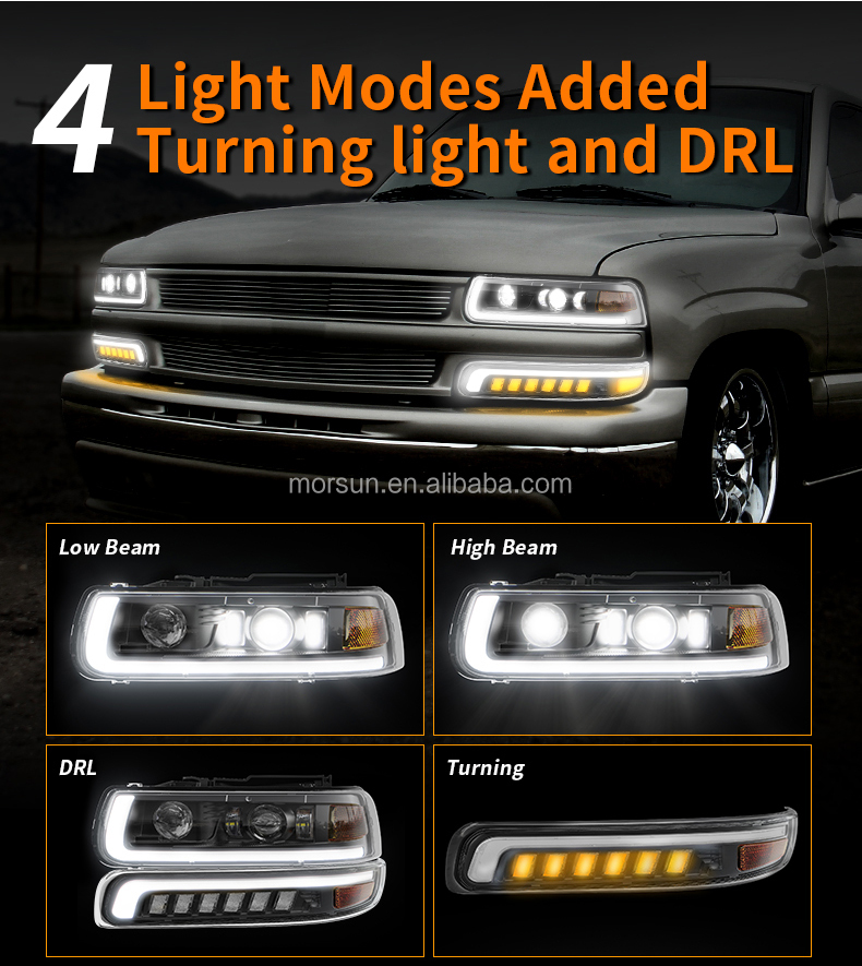 1992〜1999サバーバン、タホ 、ヘッドライトセット Amazon | DWVO LED DRL ヘッドライトアセンブリ 1994 1995 1996