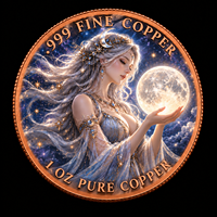 Pièce de collection défi en cuivre pur, déesse de la lune céleste, 40 mm, 1 oz, personnalisée, vente en gros, impression UV couleur, gaufrée
