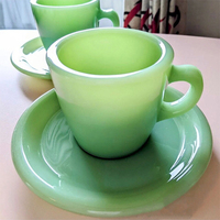 Pour soutenir la personnalisation, prix de gros, Jade de lait coloré, assiette en verre, ensemble de tasse à crème glacée, nouveau Design