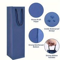 Sacs en papier kraft de luxe avec fenêtre, design élégant personnalisé, poignées en corde enduite imperméable, qualité alimentaire, pour emballage de bouteilles de vin