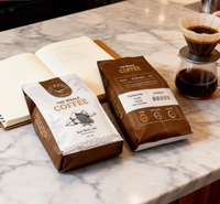 Sachet de café personnalisé OEM imprimé avec soufflet latéral et valve, 1lb 2lb 5lb, noir mat, vente en gros, pochette pour grains de café, Bolsa De Cafe Con Valvula