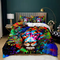 Drap de lit de luxe Simba Lion King 3D housse de couette taie d'oreiller draps ensemble de literie