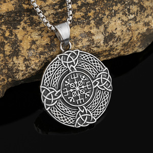 yunnique Viking Celtic Knot Stainless Steel Pendant Necklace For Men Retro Fashion Jewelry <b>Cross</b> Design Gift - Product Image 2