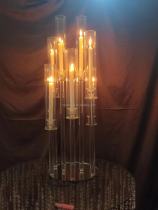 10 cánh tay rõ ràng tinh thể nến rõ ràng Kính nến chủ sở hữu kính <span class=keywords><strong>centerpieces</strong></span> cho bàn đám cưới - Product Image 3