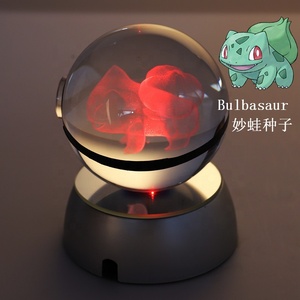 คริสตัลโปเกบอล 3 มิติ คุณภาพสูง หลายขนาด 50 มม. 80 มม. พร้อมฐานไฟ - Product Image 5