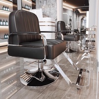 Fauteuil de Barbier Inclinable Haut de Gamme pour Salon de Coiffure – Pivotant, Réglable en Hauteur, Idéal pour Permanente, Coloration et Coupe – Design Minimaliste en Métal