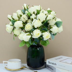 Rosa Artificial con Copos de Nieve de Dongchen Crafts, Ramo Pequeño de 7 Cabezas, Decoración para Bodas y Hogar - Product Image 1