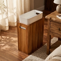 Poubelle rectangulaire en bois massif Coeusy de 3 gallons, design étroit et fin, seau amovible, décorative pour salle de bain/chambre/bureau