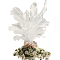 Dekorasi Kain Pernikahan Mewah Elegan NIKA, Tinggi 4ft 5ft, Bunga Organza Putih, Centerpiece Bunga 90cm