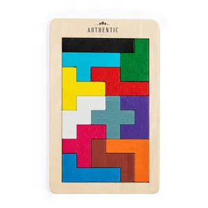 어린이와 성인을위한 코튼 백에서 싼 에코 프로모션 사용자 정의 로고 목재 게임 Tanggram의 퍼즐 게임