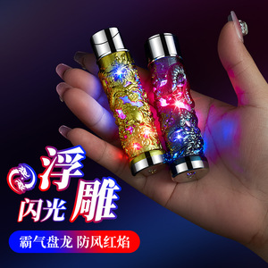 Panlong Colorful Flashing <b>Windproof</b> Metal <b>Lighter</b> Butane Fuel Asian Zen Design for Men's Cigarette Use Travel Outdoor Gift - Product Image 4