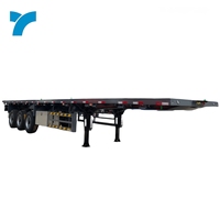 Semi-remorque à plateau plat à 3 essieux, remorques pour camions porte-conteneurs de 40 pieds, équipées de suspension pneumatique pour le transport de machines de terrassement