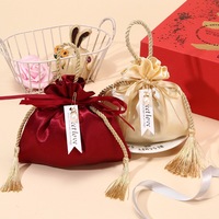 Hochwertiger Hochzeits-Süßigkeitenbeutel mit Kordelzug, luxuriöse Seiden-Schmuckbeutel, Satin-Kordelzug-Verpackungstasche