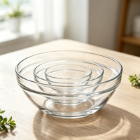 Lot de 5 bols en verre sans plomb, ronds, pour le stockage des aliments (céréales, soupes, salades, pâtes, riz, flocons d'avoine, fruits)