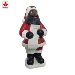 Figura de resina de Papá Noel, figura de Papá Noel afroamericano de pie y retención de una lista, gran oferta