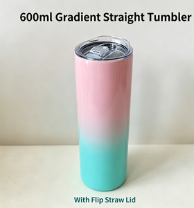 Vaso Térmico de Acero Inoxidable Recto con Degradado de Color de 600 ml, Tapa Transparente Antiderrames para Botella de Agua de Viaje Diaria - Product Image 1