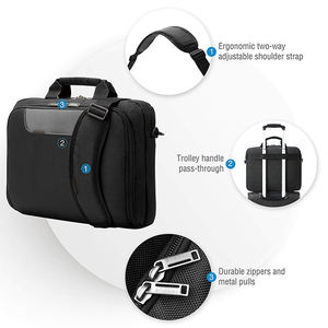 Sac pour ordinateur portable en polyester personnalisé, noir et gris, grande capacité, mallette de voyage d'affaires avec logo style sac à main pour hommes et femmes - Product Image 3