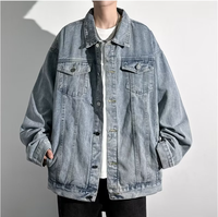 Veste d'hiver en coton jean denim de style de rue pour hommes, vestes décontractées en jean uni pour femmes avec logo personnalisé