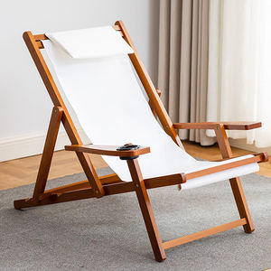 GSD phong cách mới ngoài trời có thể gập lại bằng gỗ boong ghế cắm trại với tay vịn và cupholder bãi biển du lịch boong ghế vải - Product Image 4