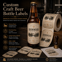 Etiquetas Personalizadas para Botellas de Cerveza Artesanal, Resistentes a Salpicaduras, para Envasado de Bebidas de Cervecería, Marca Privada, Logotipo OEM, Rollo, Cualquier Tamaño, Forma y Color