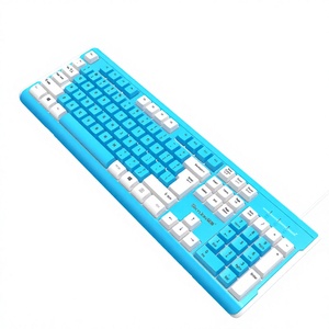 Teclado USB con Cable Azul de Tamaño Completo, 104 Teclas, Membrana, Teclado de Escritorio para Computadora con Teclado Numérico, Material Plástico - Product Image 2